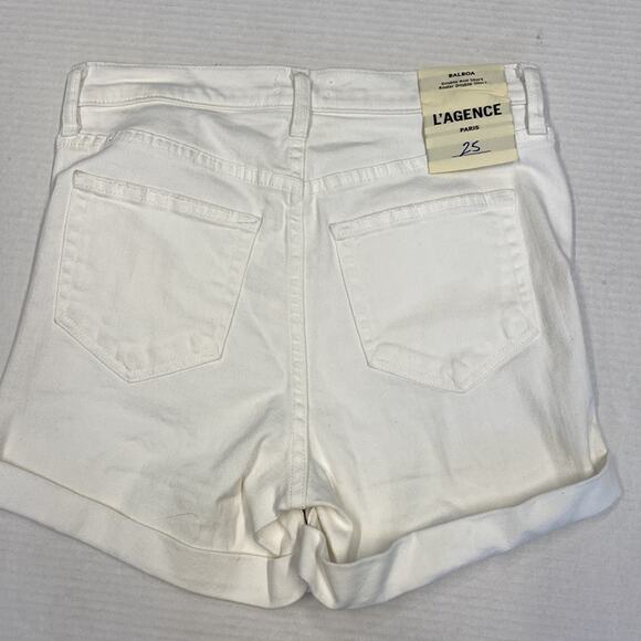 NWT L’agence balboa double roll white denim shorts SIZE 25 (b18) - Picture 6 of 6